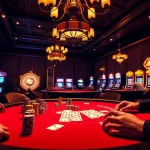Nohu90 features intense poker gameplay at a vibrant casino table filled with chips and cards.